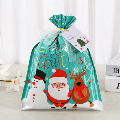 Drawstring Christmas Gift Plastic Bag