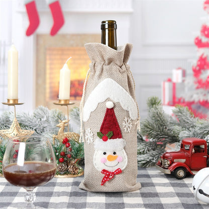 Christmas Decoration Supplies Linen Bottle Cover