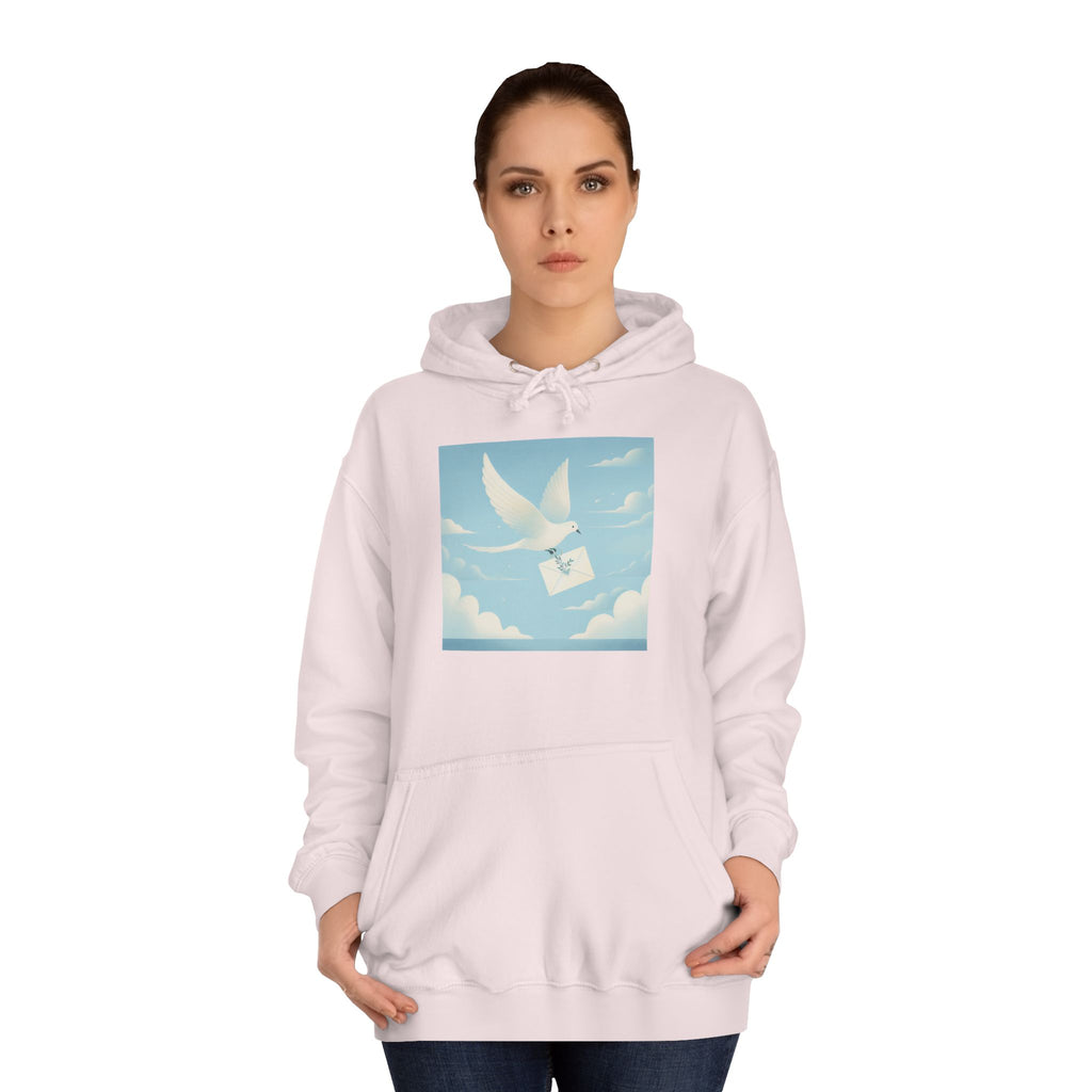 Bird Envelope College Hoodie - Pastel Romantic Minimalistic Design
