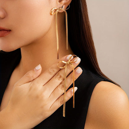 Trendy Ribbon Bow Earrings | 18k Gold Plated