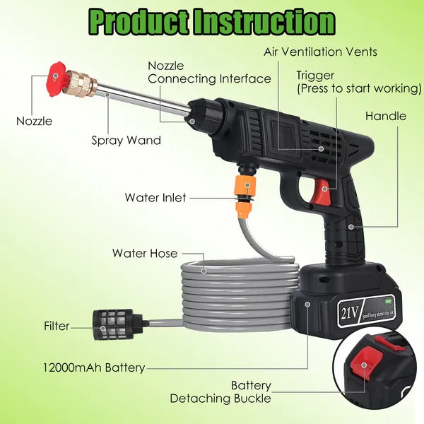 M2K Luxe 21V Cordless Pressure Washer | 400 PSI Complete Kit | 2 Batteries + Foam Cannon