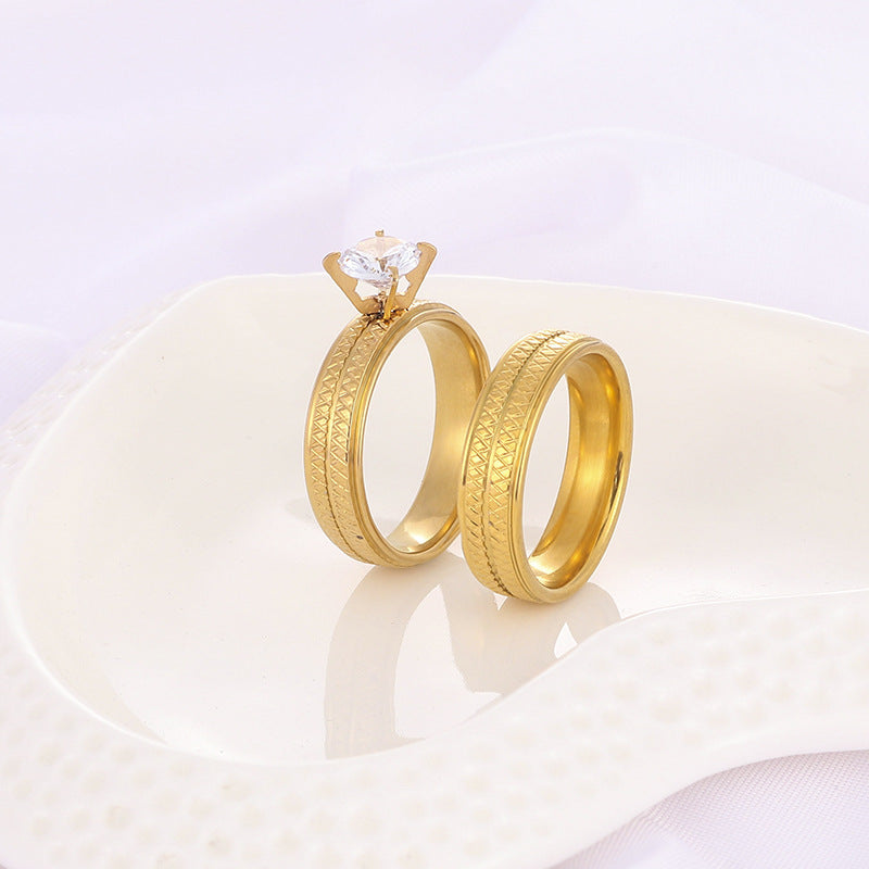 Elegant Gold Stainless Steel Rings – Fashion Jewelry Set for Women (2pcs)