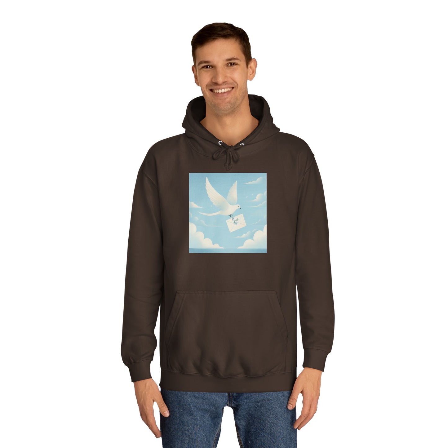 Bird Envelope College Hoodie - Pastel Romantic Minimalistic Design