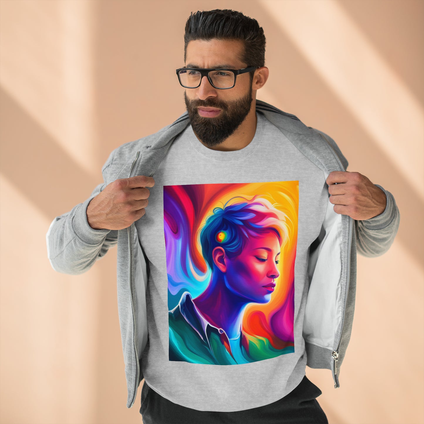 An image of a cozy sweatershirt, sweatsirt, sweetshirt, or swetshirt, perfect for chilly days. The sweatshirt features a classic design with a soft fabric and comfortable fit. Stay warm and stylish with this must-have wardrobe essential.