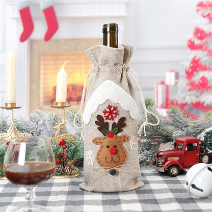 Christmas Decoration Supplies Linen Bottle Cover