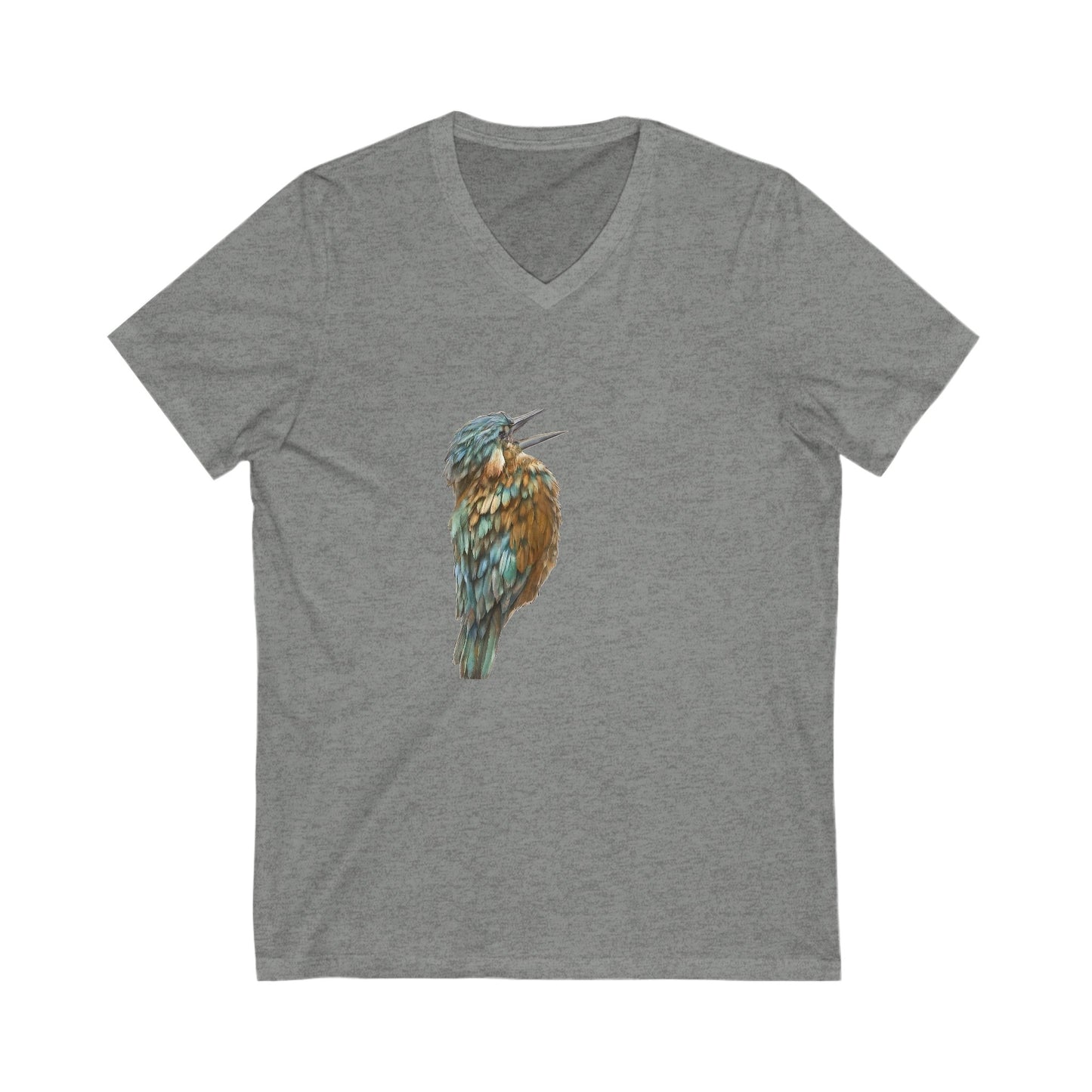 Bird Print Unisex V-Neck Jersey Tee: Canadian Comfort