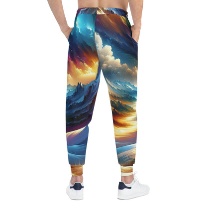 Winter Landscape Athletic Joggers - Colorful Snowy Mountains Panoramic View