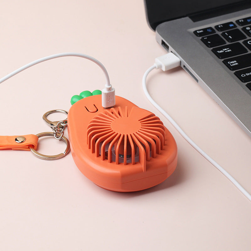 Cartoon Keychain Cute Fruit USB Charging Mini Fan