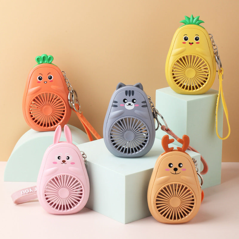 Cartoon Keychain Cute Fruit USB Charging Mini Fan