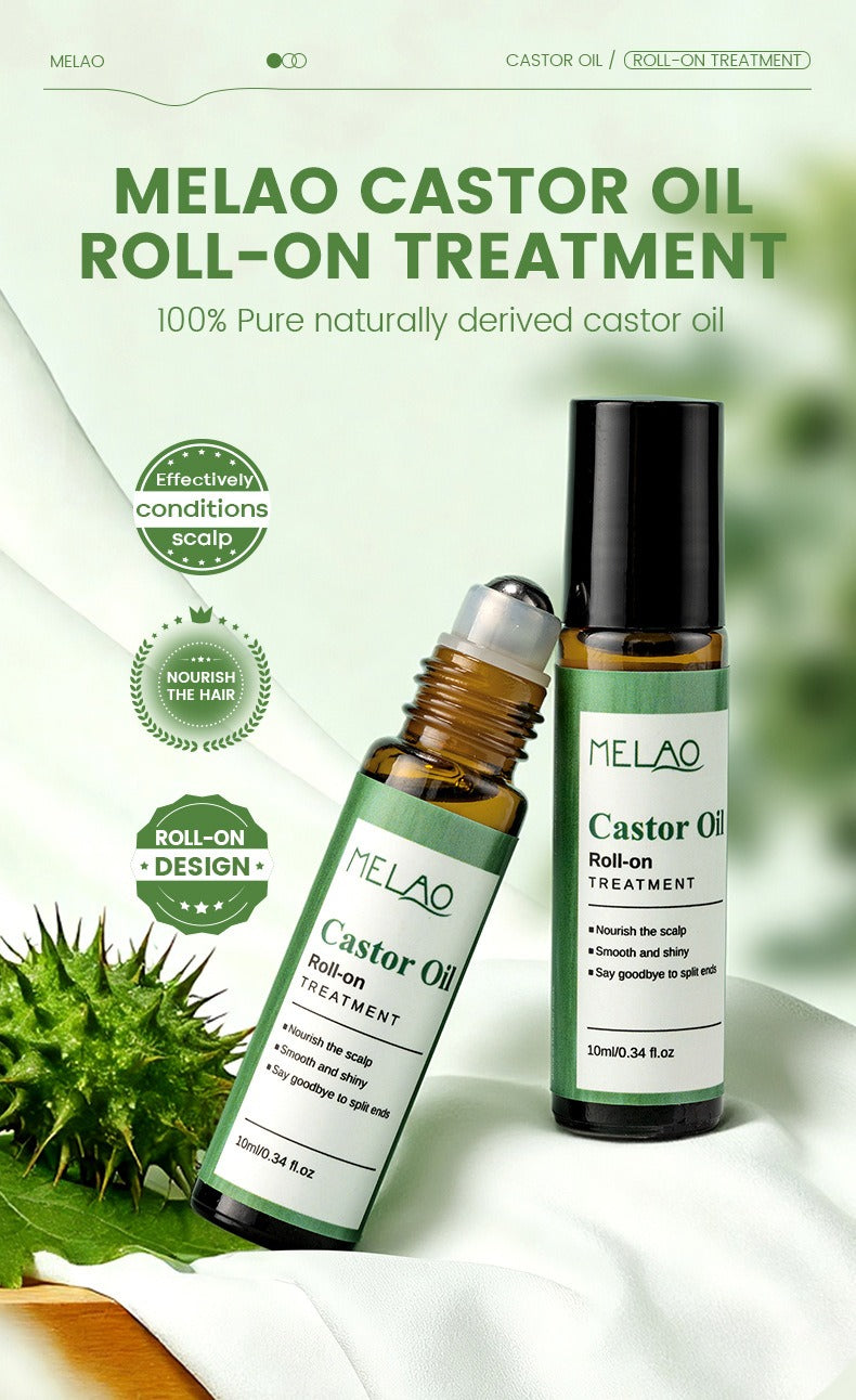 Castor Oil Roll-On for Hair Growth - 10ml Portable Scalp Nourishing Serum