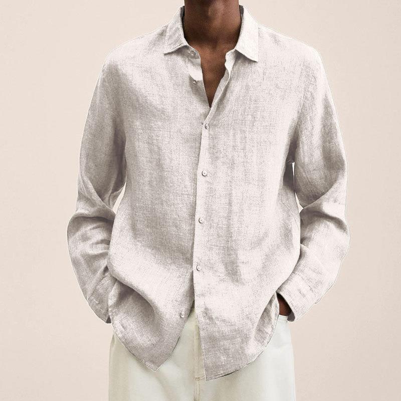 Camisa de solapa de manga larga para hombre, cárdigan con botones sueltos, camiseta, Top, ropa para hombre