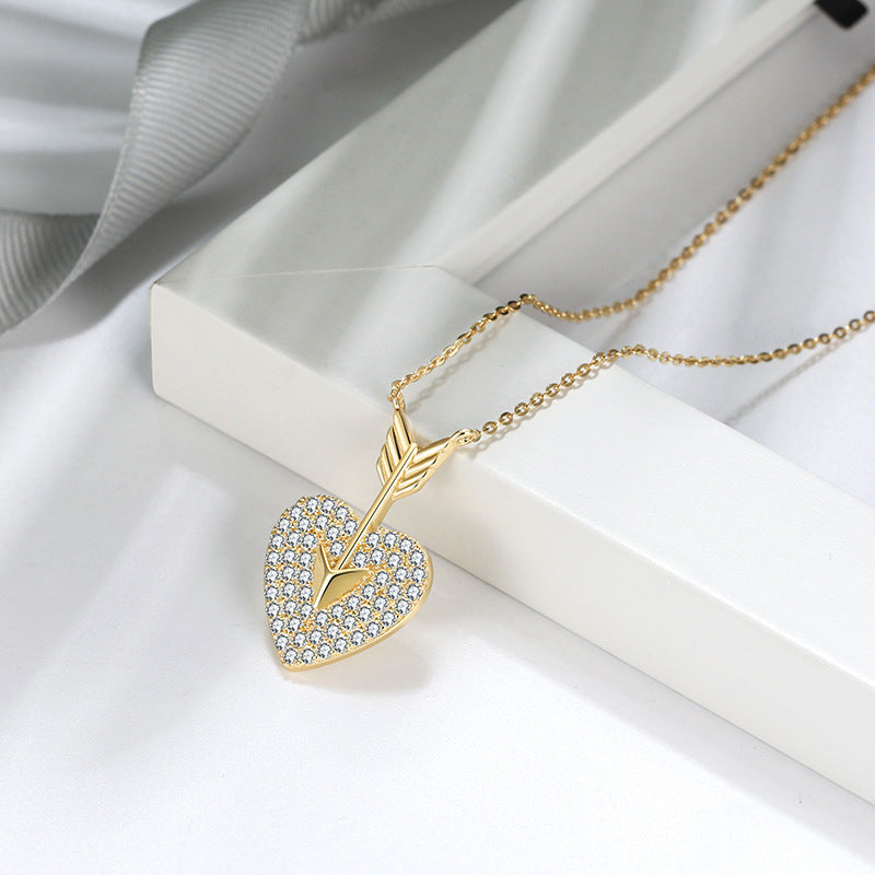 Sterling Silver Heart-Shaped Diamond Necklace