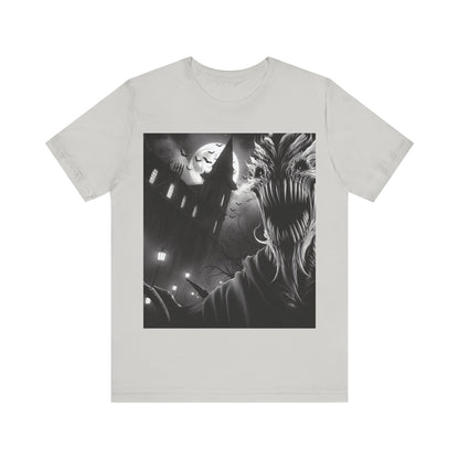 Halloween Creature Unisex Tee with a midnight scene