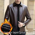 Premium Fleece-Lined Leather Jacket - Stand Collar Men's Outerwear