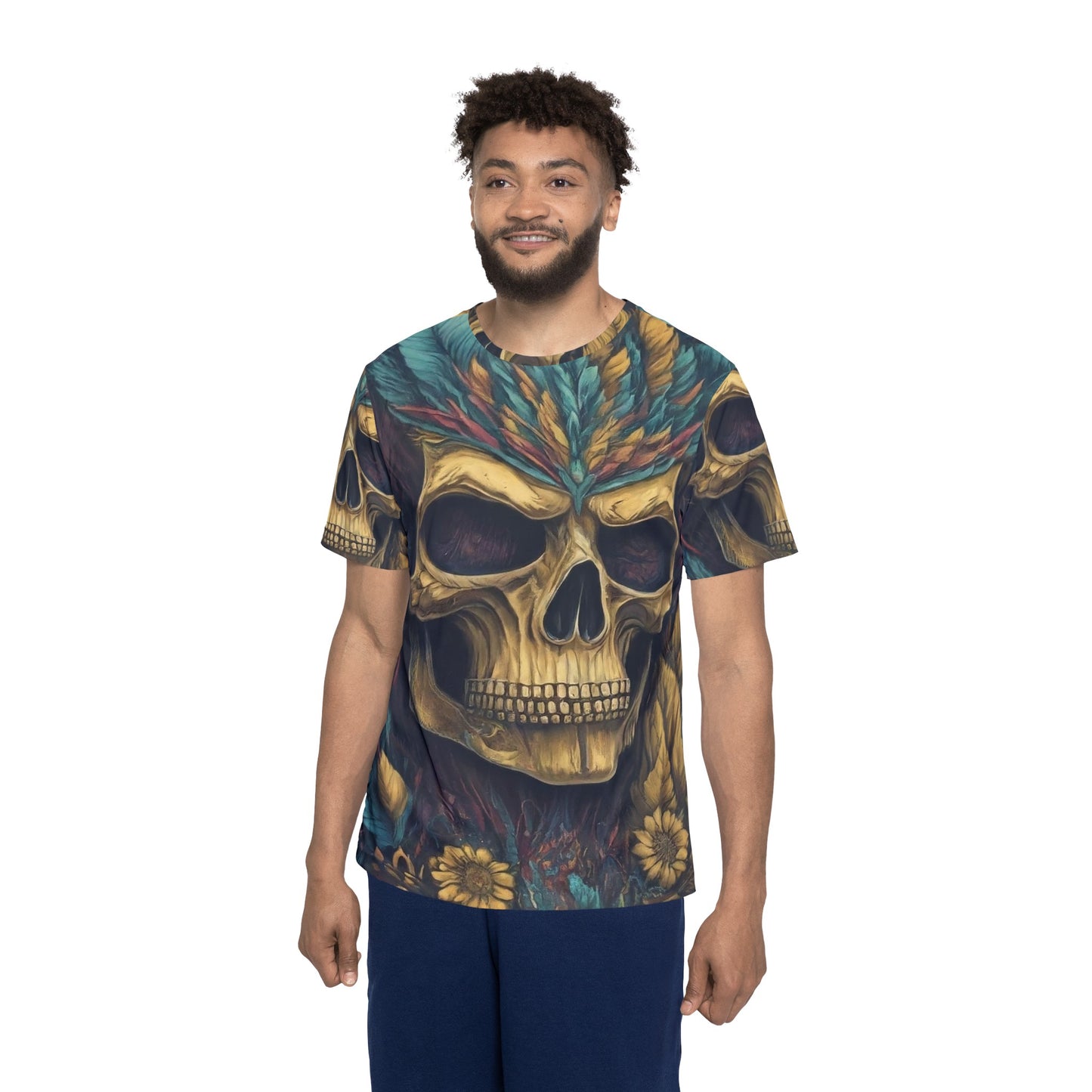 scull print Men's Sports  t-shirt Jersey