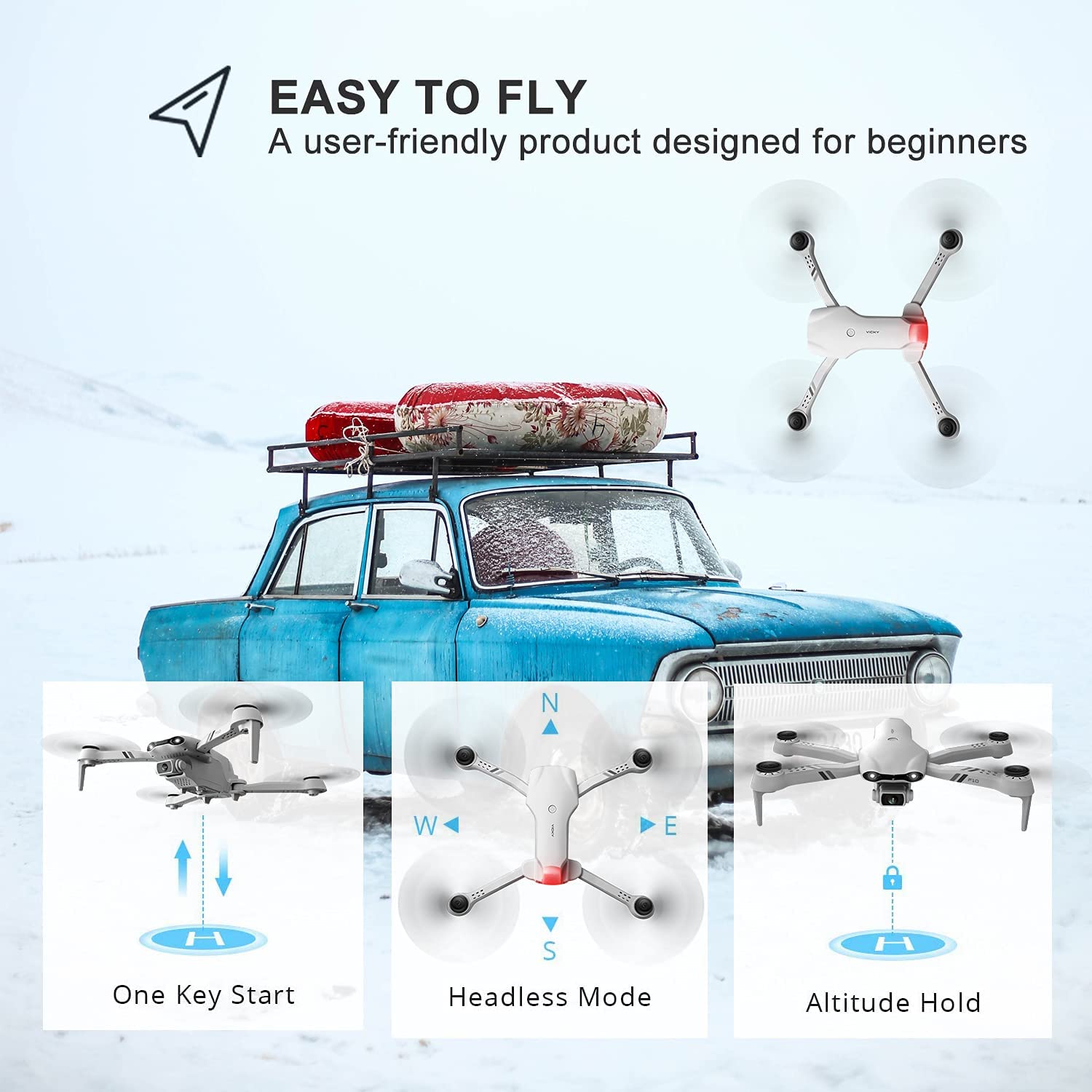 F10 Foldable Drone with 1080P HD FPV Camera | 32-Min Flight Time | WiFi RC Quadcopter