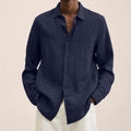 Camisa de solapa de manga larga para hombre, cárdigan con botones sueltos, camiseta, Top, ropa para hombre