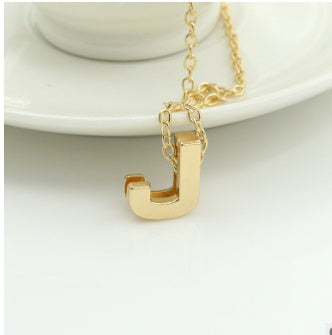 3D Bubble Initial Necklace – Gold Plated A-Z Letter Pendant (Stainless Steel, Dainty Personalized Jewelry)