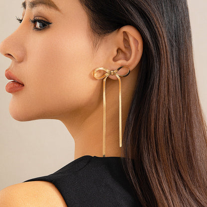 Trendy Ribbon Bow Earrings | 18k Gold Plated