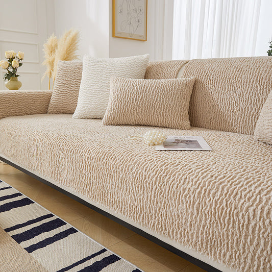 Cream Style Lambswool Sofa Cover Cover Cloth