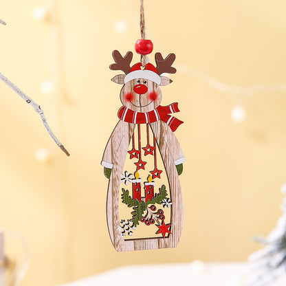 Christmas Supplies Wooden Hollow Long Pendant