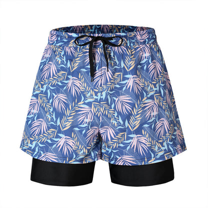 Loose Swimming Trunks Summer Printed Double Layer Beach Shorts