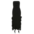 Strapless High-Slit Ruffle Hem Dress – Sexy Floral Fold Party Dress