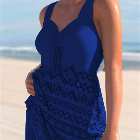 Women's Lace One-Piece Swimsuit Set | Solid Color with Matching Pants