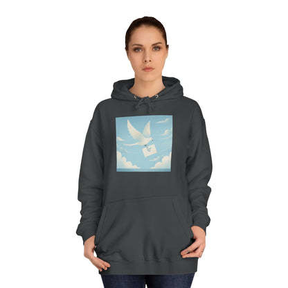 Bird Envelope College Hoodie - Pastel Romantic Minimalistic Design