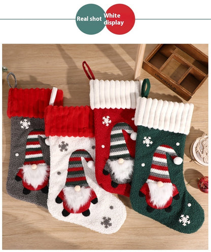 Christmas Decoration Embroidered Old Man Christmas Candy Socks Gift Bag Pendant