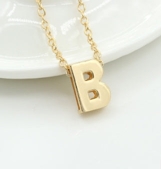 3D Bubble Initial Necklace – Gold Plated A-Z Letter Pendant (Stainless Steel, Dainty Personalized Jewelry)