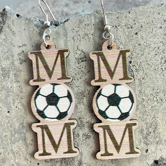 Mother's Day Ball Sports Shaped Wooden Minimalist Earrings