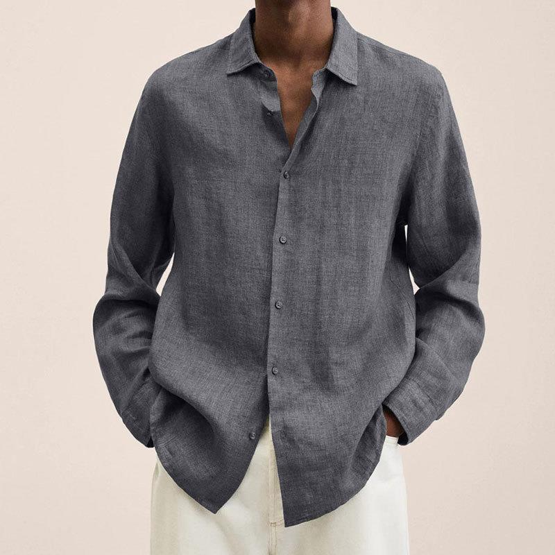 Camisa de solapa de manga larga para hombre, cárdigan con botones sueltos, camiseta, Top, ropa para hombre