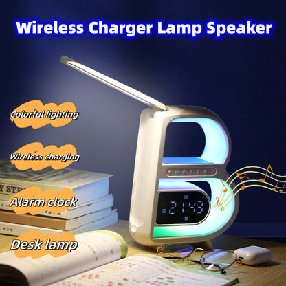 M2k Trends 2025 New B-Shaped Blutooth Speaker Multifunctional Smart Music Rhythm Lighting Phone Wireless Charger TF Card AUX Input Standard Mode