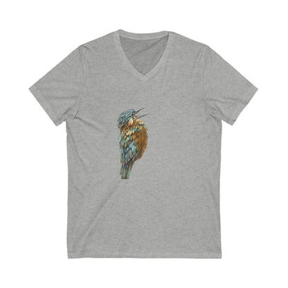 Bird Print Unisex V-Neck Jersey Tee: Canadian Comfort