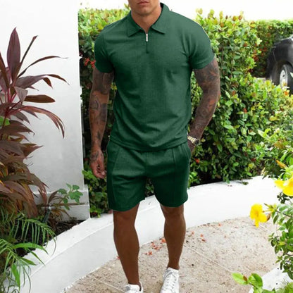 Men's Luxury Tracksuit Set Polo Shirt+Shorts Streetwear Suit