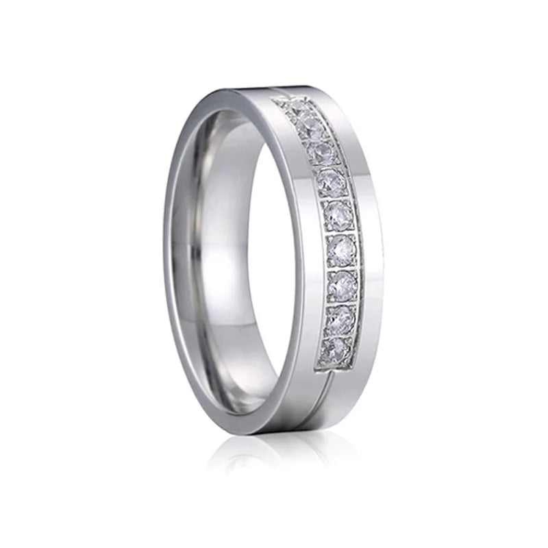 Titanfitz Custom Engraved Titanium & Stainless Steel Wedding Bands – His and Hers Rings with Cubic Zirconia