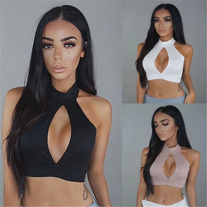 Summer Hot Women Sexy Off Shoulder Bustier Tank Vest Tube Crop Tops Bodycon Solid Clubwear Hole Strapless Bra Tank Vest Outwear