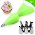 best 8PCS/bag Silicone Icing Piping Cream Pastry Bag + 6 Stainless Steel Cake Nozzle DIY Cake Decorating Tips Fondant Pastry Tools Silicone Icing Piping Cream Pastry Bag shop online at M2K Trends for 6 Stainless Steel Cake Nozzle DIY Cake Decorating Tips