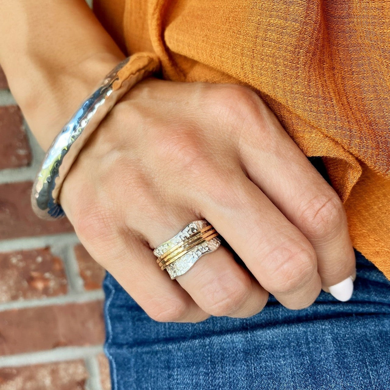 Unisex Two-Tone Electroplated Copper Ring – INS Style Minimalist Band