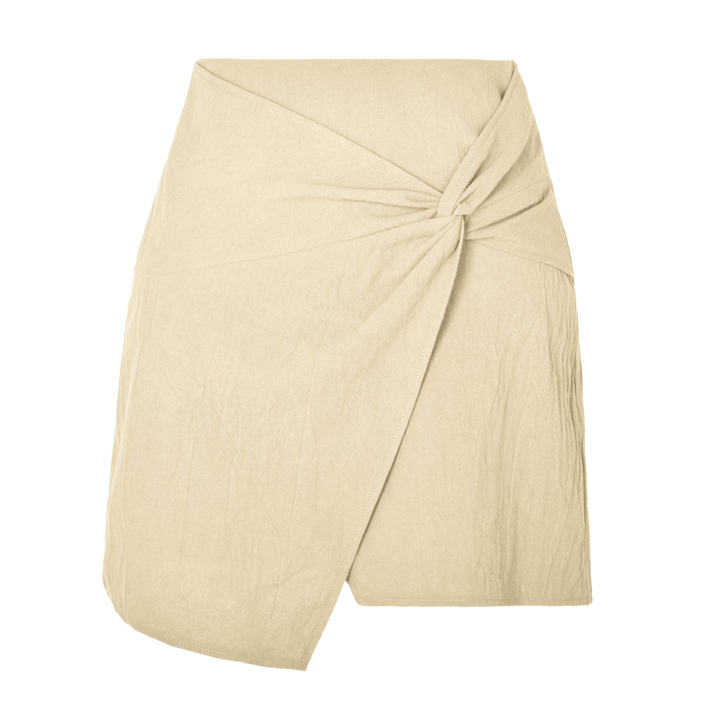 High Waist Cotton and Linen Twisted Skirt for Women