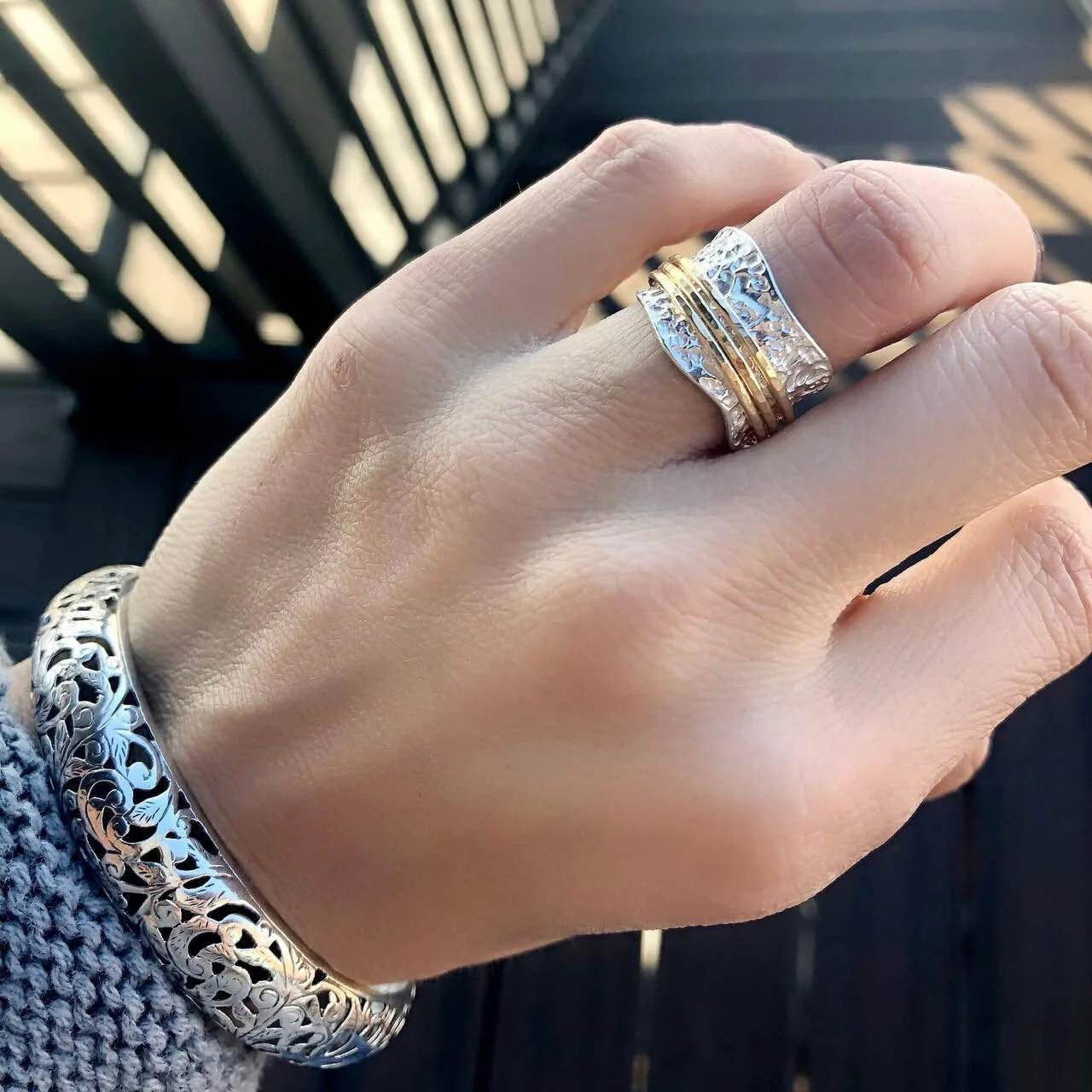 Unisex Two-Tone Electroplated Copper Ring – INS Style Minimalist Band