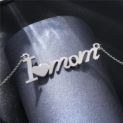 MOM Mother's Day Necklace Simple English Letters Glossy