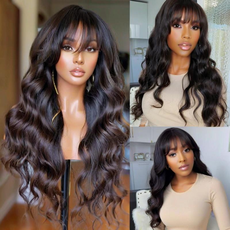 Long Curly Hair Big Wave Air Bangs Simulation Whole Head Cover