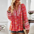 Camisa de manga larga estampada con ropa de mujer europea y americana