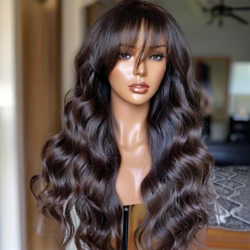Long Curly Hair Big Wave Air Bangs Simulation Whole Head Cover