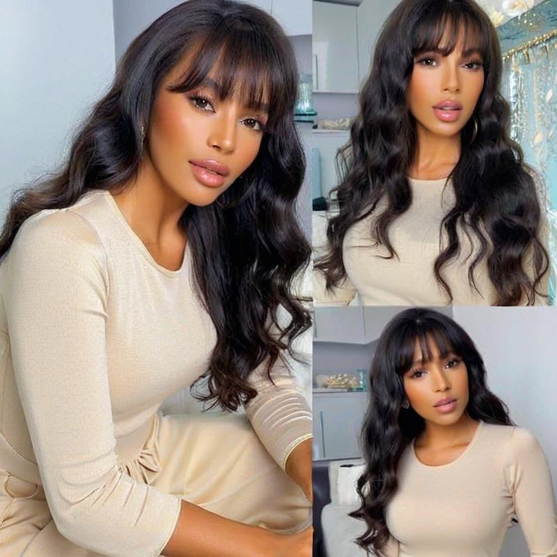 Long Curly Hair Big Wave Air Bangs Simulation Whole Head Cover