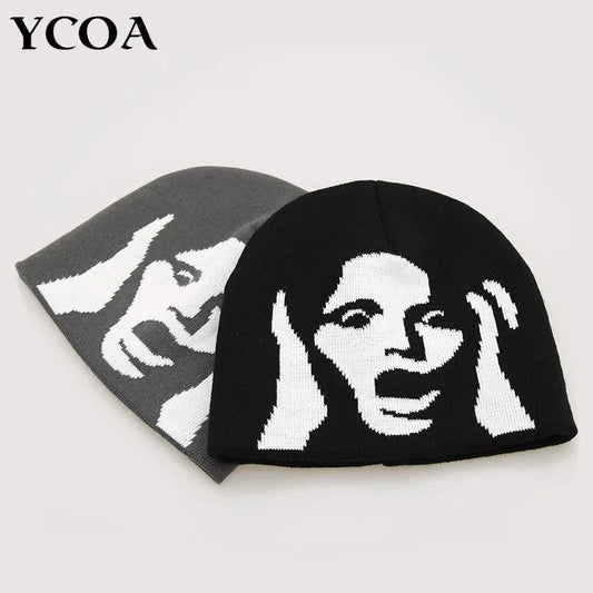 Women Hat Knitting Beanies Pullover Y2k Streetwear Korean Fashion Winter Fashion Vintage Pullover Kpop Goth Warm Hip Hop Unisex