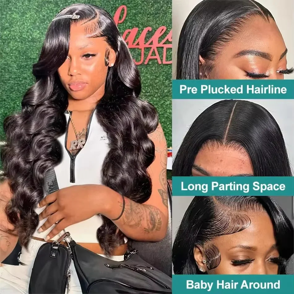 HD Lace Wig 13x6 & 13x4 Body Wave Human Hair Wig – 200% 250% Density, Pre-Plucked