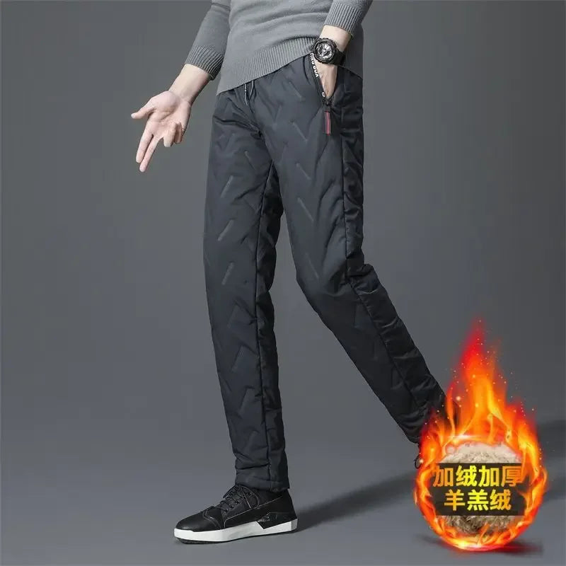 best 2023 Winter Lambswool Warm Pants Thicken Men Loose Jogger Fleece Pants Casual Long Track Windproof Waterproof Thermal Trousers shop online at M2K Trends for